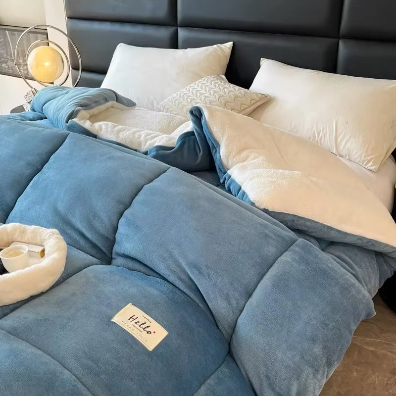 New Thick Milk Fleece Warm Blanket for Winter Artificial Lamb Cashmere Duvet Comforter Soft Warmth Weighted Blankets Quilt Core